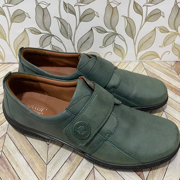Hotter Womens Leather Adjustable Strap Shoes Sage Green NWOT Size 10 - Picture 1 of 9